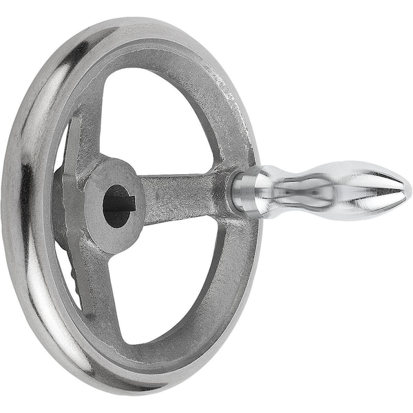 Handwheel DIN950, D1=315 Reamed W Slot D2=26H7, B3=8, T=29, 3, Cast Iron, Comp:Steel, Machine Handle